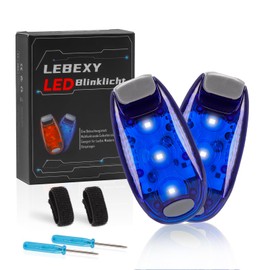 LEBEXY LED Flashing Light Safety Light Set of 2 | Three Light Modes | Safety Light for Children School Bag | Ideal Safety Warning Light for Prams, Cycling, Hiking, Camping, Pets, Blue