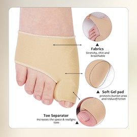 4 Pcs Bunion Corrector Bunion Corrector Big Toe Straightener Toe Separators Bunion Corrector for Women Suitable for Non-Surgical Correction of Bunion Day and Night and Blisters Prevention(Skin Black)