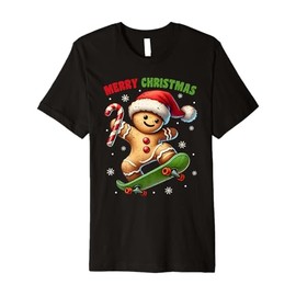 Christmas Pajamas Gingerbread Costume Ginger Skateboard Premium T-Shirt