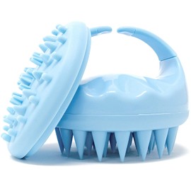 Hair Scalp Massager and Shower Dandruff Brush by Flathead Products - for Shower Dandruff Removal - Wet and Dry Use - Encourages Growth - Includes 2 Massage Removal Heads | Blue