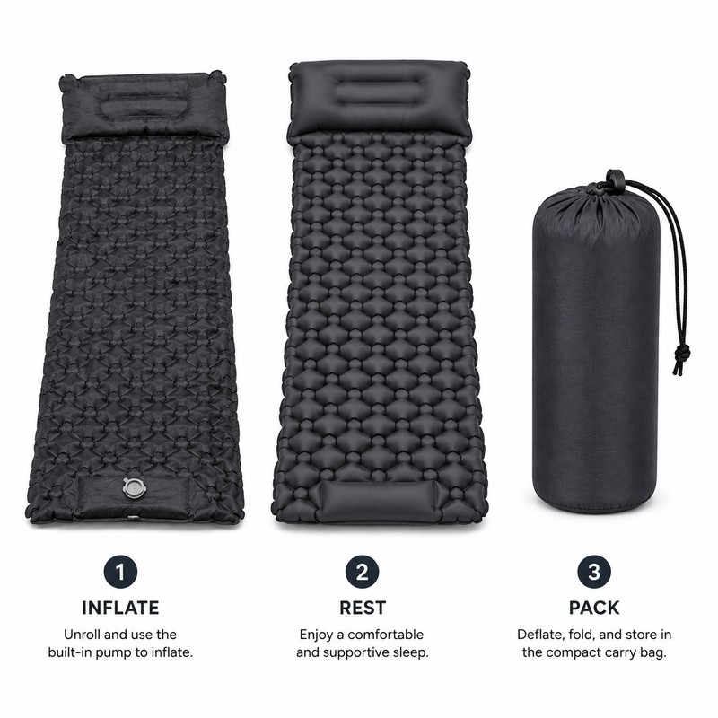 Inflatable Camping Sleeping Pad for Outdoor Rest – Built-In Foot
