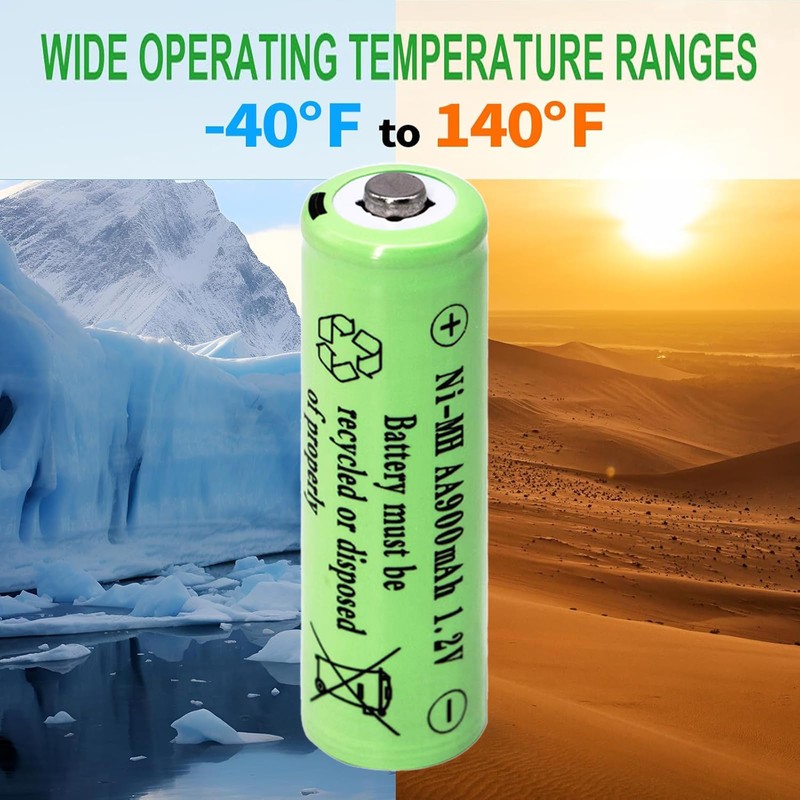 1.2 Volts AA NIMH 900mAh Rechargeable Batteries,Pre-Charged 4 Packs Double