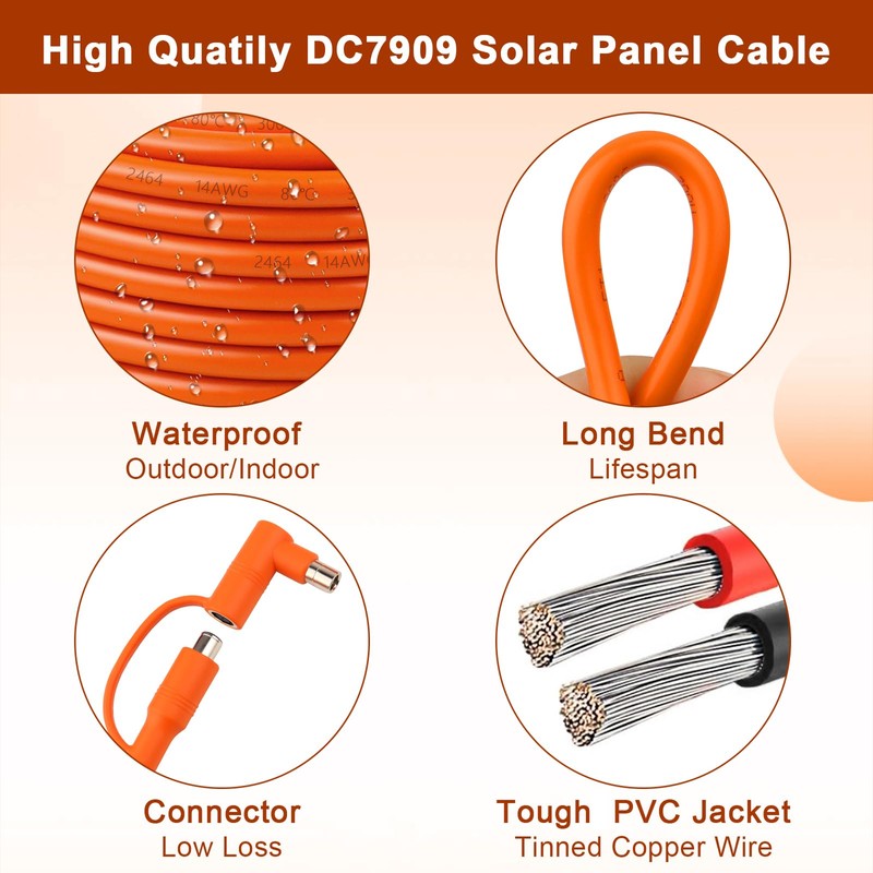 MOOKEERF 14AWG DC 8mm Extension Cable for Solar Panel 25FT,DC7909