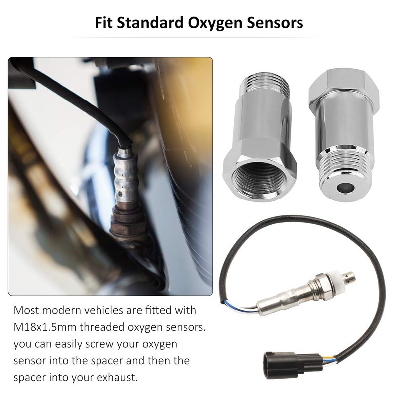 Oxygen Sensor Adapter, 2Pcs 45mm M18*1.5 Universal Check Engine Light