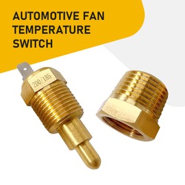 gunroil 1 Pack Car Engine Sensor Switch with 3/8In Pipe Thread, 200 to 185 Degrees Vehicle Cooling Fan Thermostat Control Accessories for 10In 12In 14In 16In Fan, Universal for Most Cars (Gold)