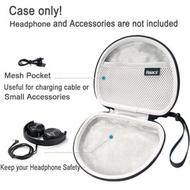 RAIACE Hard Storage Case Compatible with Sony MDRZX110NC & MDRZX110AP Noise Cancelling Headphones. (Case Only) - Black(Gray Lining)
