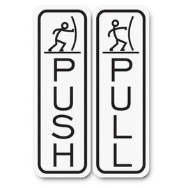 All Quality Classic Fun Push Pull Door Signs - Durable Material | Set of Two Signs | Door Entrance Signs (White) - Small 1 Pack