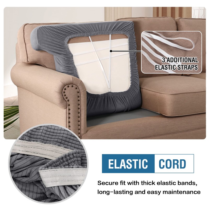 H.VERSAILTEX Stretch 3 Piece T Cushion Sofa Slipcovers Individually Sofa