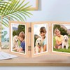 Triple Photo Frame 4x6 Hinged Folding Wood Picture Frame with