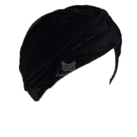 Velvet Turban Rasta Baggy Beanie Head Hair Wrap Hat Hijab African Plain Chemo (Black)