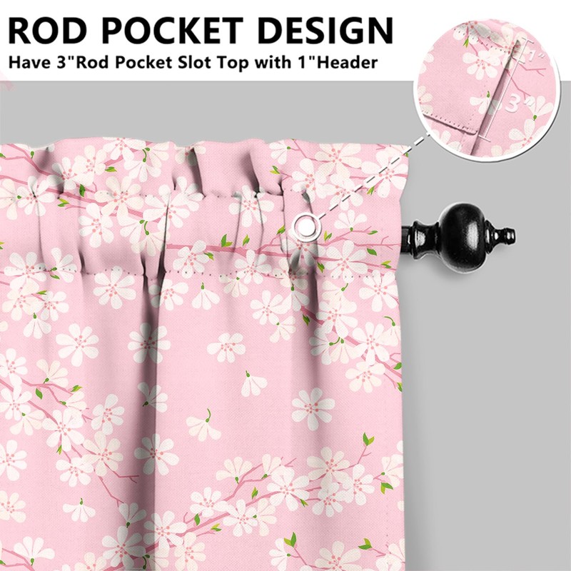Floral Kitchen Curtains 24 Inch Length Pink Window Curtain Over