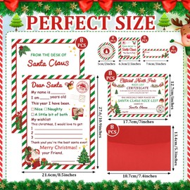 COCHIE Letter to Santa Kit, Letters from Santa, Christmas Writing Set Includes Christmas Wishlist, Nice List Certificate, Red Envelopes, Stickers, Seals, Address Labels