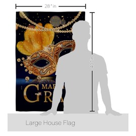 Mardi Gras Feast Decoration Home Decor Burlap Banner Room Wall Art Patio Porch Lawn Garden Flag Pole Outdoor Tapestry Yard Masquerade Party Spring Carnival Festival Holiday French Gift Made in USA