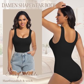 ONEW Shapewear Women's Body Shaper Tummy Control Bodice Body Figure Shaping Tank Top Waist Trainer Sculpting Bodysuit, black