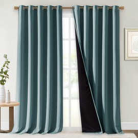 NICETOWN Full Shading Curtains for Windows, Super Heavy-Duty Black Lined Blackout Cold Blocking Curtains for Bedroom, Privacy Assured Window Treatment (Aqua, Pack of 2, 70 inches W x 95 inches L)