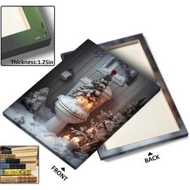 Christmas Canvas Wall Art Festive Bathroom Decor Christmas Tree on Toilet with Candles Print Canvas, Rustic Holiday Wall Poser Decor for Bedroom, Living Room Seasonal Decoration 8x10inch