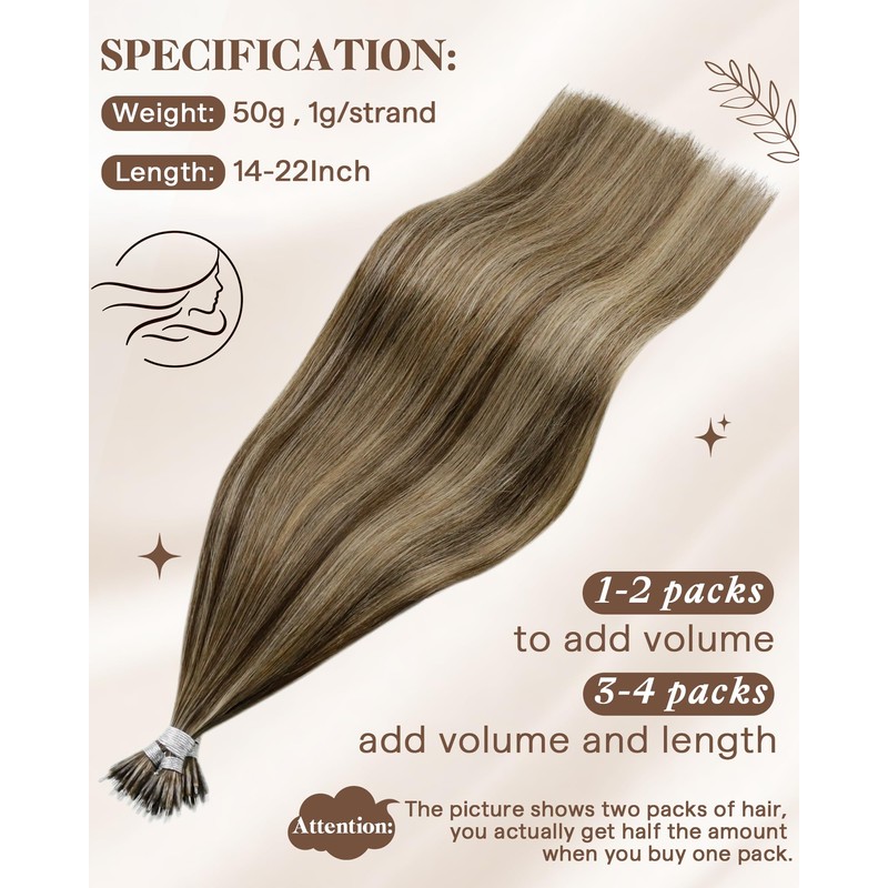 Hetto Nano Beads Hair Extensions Brown Highlight Nano Hair Extensions