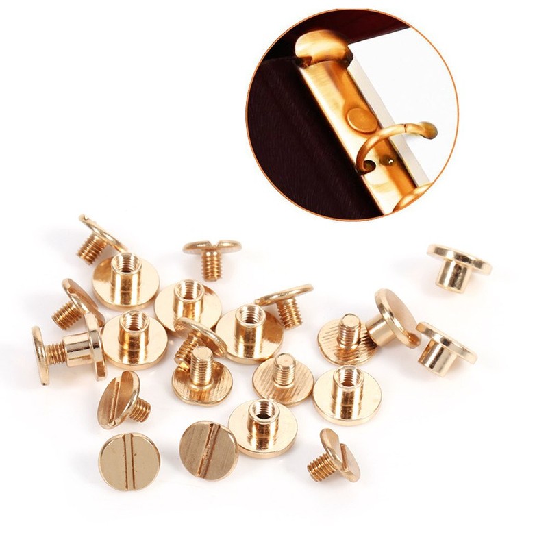 Walfront 10 Sets Sturdy Brass Buttons Stud Screw Nail Screwback