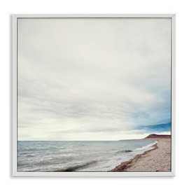 Stupell Industries Ocean At Sunrise Framed Giclee Wall Art Design by Anna Coppel, White Framed, 17 x 17