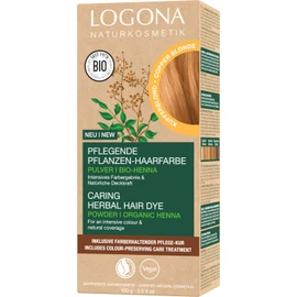 LOGONA Naturkosmetik Nourishing Vegetable Hair Colour, Vegan Hair Colour Powder with Organic Henna for Intense Colour and Shine, Plant Hair Colour in Copper Blonde (Blonde), 1 x 100 g