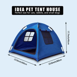 Nockovi Blue Cat Tent House、Cat's Nest, Portable Indoor/Outdoor Pet Tent House for Cats, Puppies and Other Small Animals