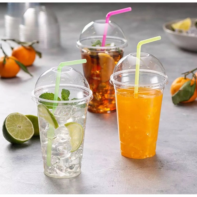 HOT BARGAINS 100 X Smoothie Cups with Lids Milkshake Cups