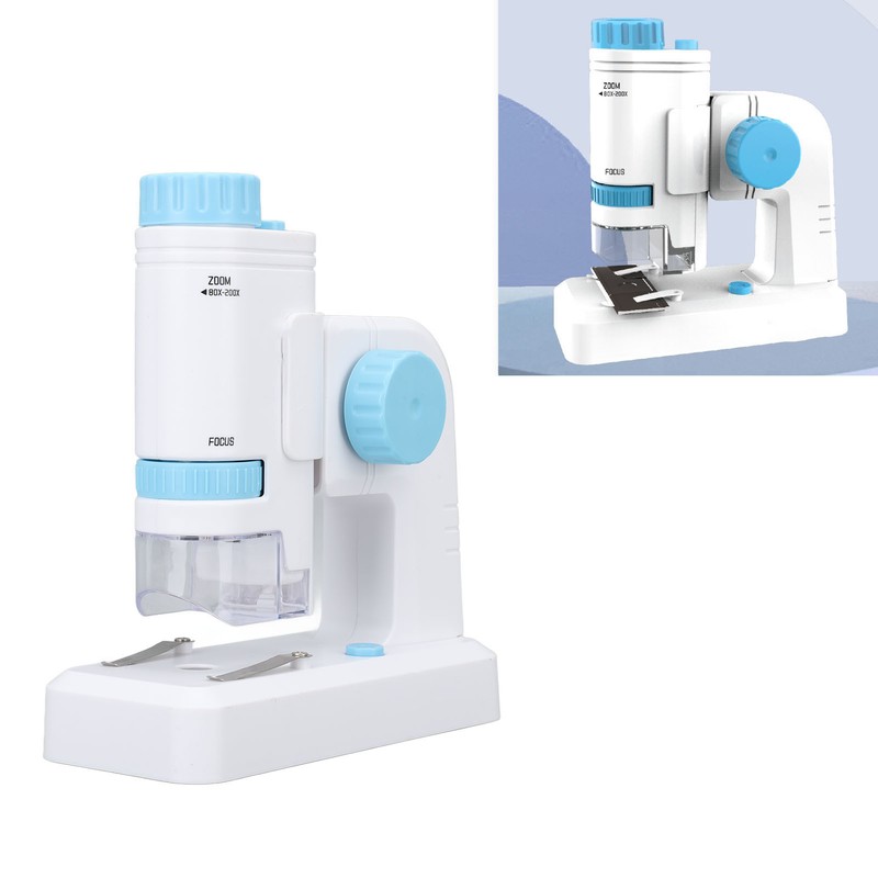 80X‑200X Kids Microscope with 12PCS Slides 2 in 1 LED