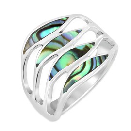 AeraVida Amazing Waves Myriad of Abalone Shell .925 Sterling Silver Ring (10)