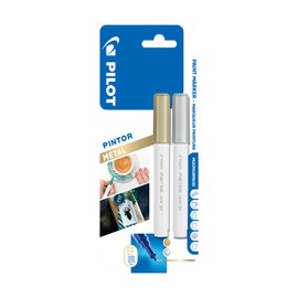 PILOT Pintor 3131910536840 Extra Fine Line Bullet Point Marker 2.3mm Tip Gold and Silver (Pack of 2)