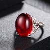 DALEGEM Natural Agate Onyx Crystal Ring for Women,Platinum Plated Real