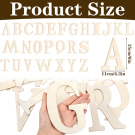 2 Set Wooden Letters for Crafts, 52 Pcs 6 Inch Unfinished Capital Wooden Alphabet Letters&Numbers Wood Letters for DIY Painting Arts Home Decorations Kids Spelling Learning