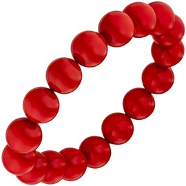 Jobo Ladies Red Shell Pearl Elastic Bracelet 19cm, Metal