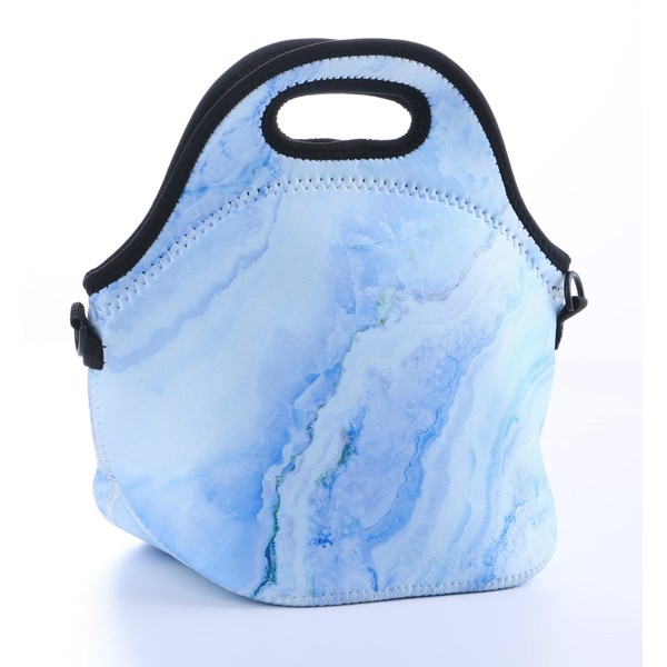 ALLENLIFE neoprene lunch bag Insulated handbags Lunch Box Cooler Bag for school children teen girls women (BLUE)