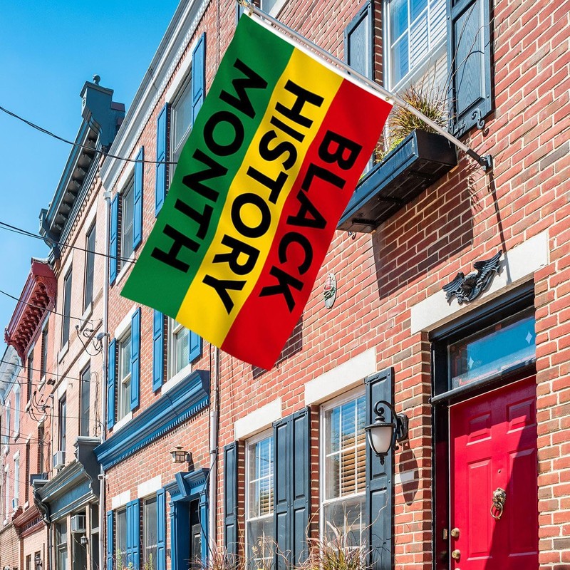 2 Pack Black History Month Flags Hanging Flags Outdoor Decorative