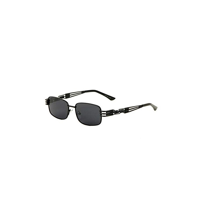 Sicario Slim Rectangular Classic Luxury Sunglasses (Black Metallic Frame, Black)