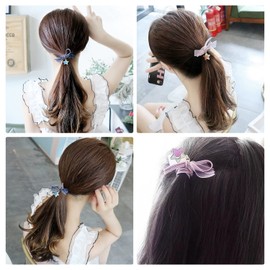 Coollooda Hair Rubber Rubber Band Star Bowknot Women Adult Hair Accessories Hair Closure Cute Ring Rubber Girl Graduation Ceremony Recital Shichi-Go-San Wedding Set of 4