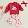 Toddler Girl Valentine’s Day Outfits XOXO Letter Print Ruffle Sleeve