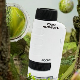 Mini Microscope for Kids,Mini Microscope 60x-120x,LED Pocket Microscope,Portable Handheld Education Science Experiment Set Toys(Blue)