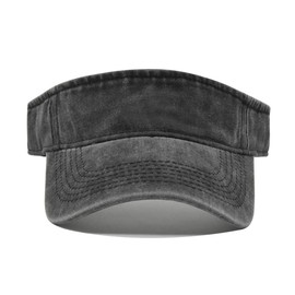 Tefelory 2pcs Vintage Sun Visor Hats for Women Men Cotton Adjustable Sports Empty Top Baseball Sun Caps(Black,Wine Red)