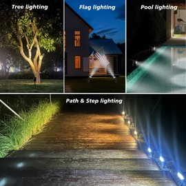 FOSUNKER All-New Solar Spot Lights Outdoor Waterproof，20 LEDs Solar Flag Light with 2 Modes,Landscape Spotlights for Pathway, Patio, Garden, Trees ，Pool(2 Pack,Warm Light)