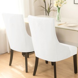 Set of 6 White Velvet Wingback Side Chair Cover Wingback Dining Chair Covers Slipcovers Stretch Sloping Armchair Cover Parsons Chair Cover Protector for Kitchen Banquet (White, Set of 6)