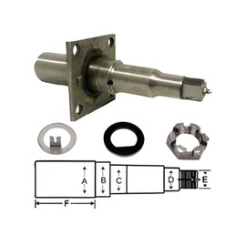 Trailer Axle Spindle Kit #84 Round 1,750lbs Capacity EZLube with Pre-Installed Brake Flange 1.75" x 3" Long 1"-14 Thread Diameter (R20384EZ)
