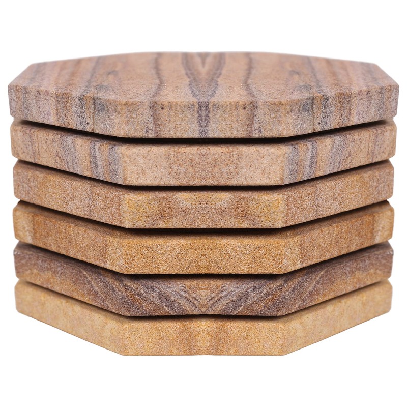 Marbco Sandstone Water Absorbent Hand Crafted Octagon Coasters for Drinks-