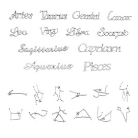 OTOTEC 96Pcs Constellation Pendants Constellation Sign Letter Charms Zinc Alloy Constellation Theme Fillers Decorative Accessories for DIY Making Silver