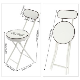 RustyVioum 4pcs Bar Stool, Upholstered Counter Stool Portable Folding Kitchen Dining Chair Foldable High Chairs for Bar Table Dining, Camping, White