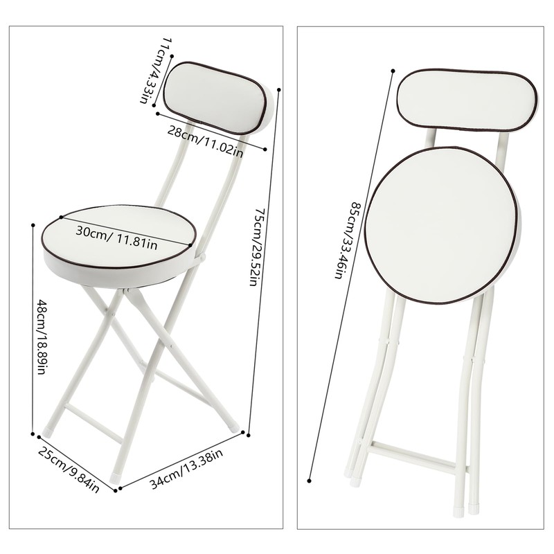 RustyVioum 4pcs Bar Stool, Upholstered Counter Stool Portable Folding Kitchen