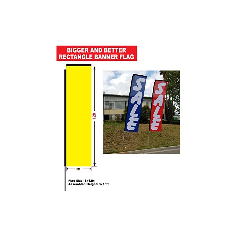 Solid Red Outdoor Rectangle Feather Banner Flag Sign with Pole