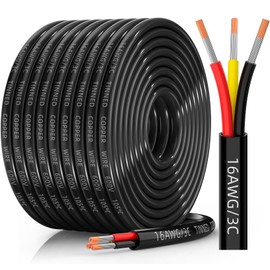 CONEPY 16 Gauge Wire 3 Conductor Electrical Wire, 16 AWG Tinned Copper Stranded PVC Cable, IP68 Waterproof/Flexible/Low Voltage Cord for Automotive, Marine, Solar, LED Lighting (50FT)