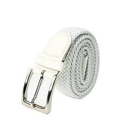 glomy * Braided elastic belt for boys and girls, women and men 1" width, White, 110 cm