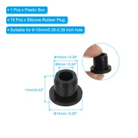 MECCANIXITY Silicone Rubber Hole Plug Soft Flexible Stoppers T-Shaped Silicone Plugs with Box for 9-10mm Hole Black 15 Pieces